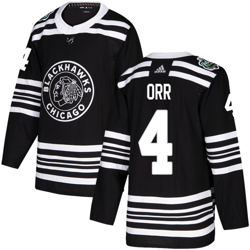 Adidas Chicago Blackhawks #4 Bobby Orr Black Authentic 2019 Winter Classic Stitched Jersey Men's