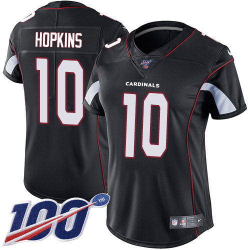 Cardinals #10 DeAndre Hopkins Black Alternate Women's Stitched 100th Season Vapor Untouchable Limited Jersey