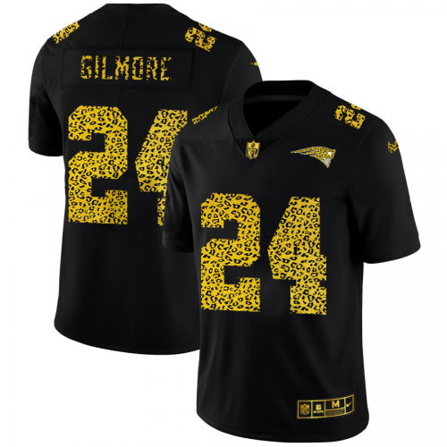 New England New England Patriots #24 Stephon Gilmore Men's Leopard Print Fashion Vapor Limited Jersey Black Men's