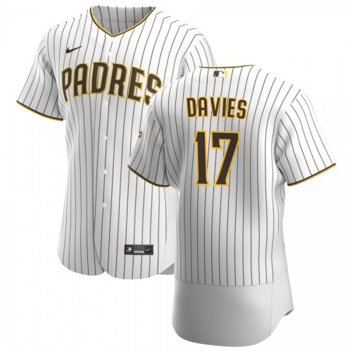 San Diego San Diego Padres #17 Zach Davies Men's White Brown Home 2020 Authentic Player Jersey Men's