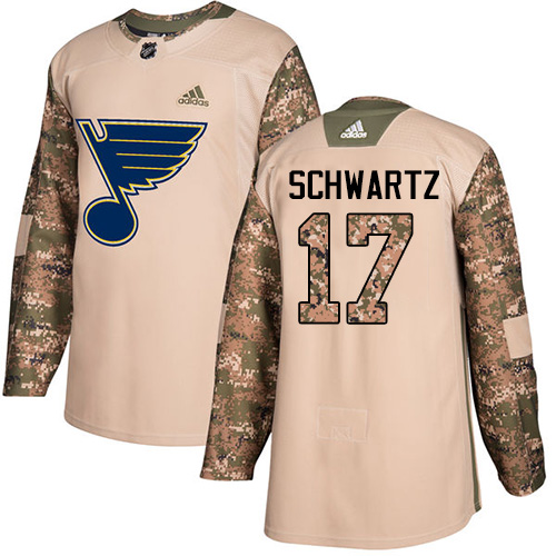 Adidas St. Louis Blues #17 Jaden Schwartz Camo Authentic 2017 Veterans Day Stitched Jersey Men's