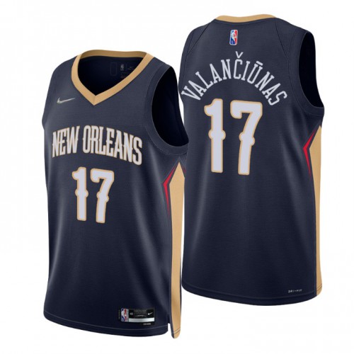 New Orleans Pelicans #17 Jonas Valanciunas Navy Mens 2021-22 75th Anniversary Diamond Swingman Jersey - Icon Edition Mens