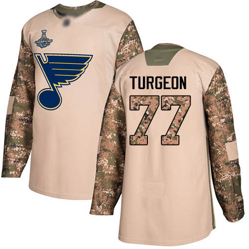 Adidas St. Louis Blues #77 Pierre Turgeon Camo Authentic 2017 Veterans Day Stanley Cup Champions Stitched Jersey Men's