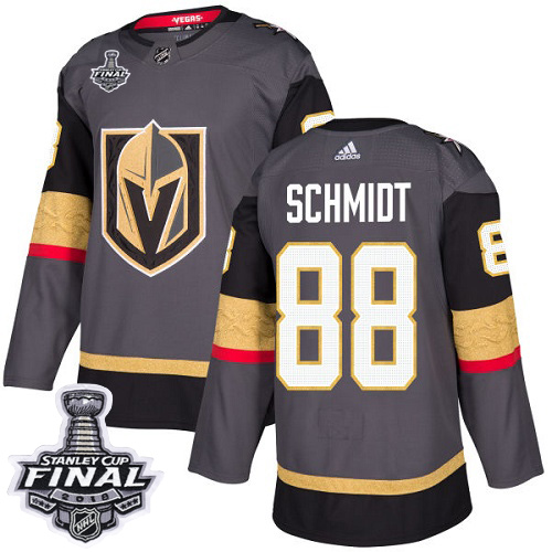 Adidas Golden Vegas Golden Knights #88 Nate Schmidt Grey Home Authentic 2018 Stanley Cup Final Stitched Jersey Men's