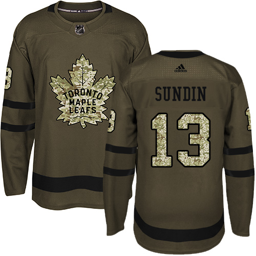 Adidas Maple Toronto Maple Leafs #13 Mats Sundin Green Salute to Service Stitched Jersey Men's