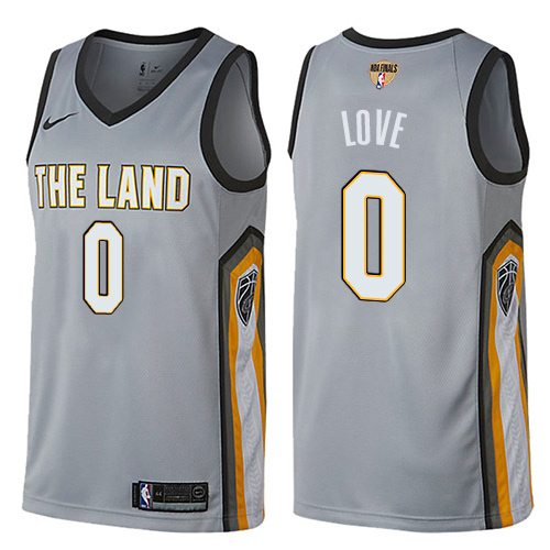 Cleveland Cavaliers #0 Kevin Love Gray The Finals Patch Swingman City Edition Jersey Mens