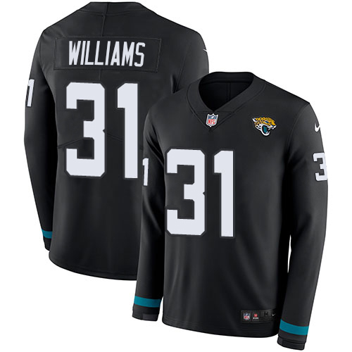 Jaguars #31 Darious Williams Black Team Color Men's Stitched Limited Therma Long Sleeve Jersey