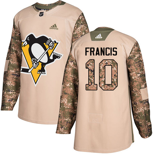Adidas Pittsburgh Penguins #10 Ron Francis Camo Authentic 2017 Veterans Day Stitched Jersey Men's