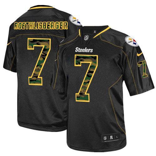 Pittsburgh Steelers #7 Ben Roethlisberger Black Men's Stitched Elite Camo Fashion Jersey Men's