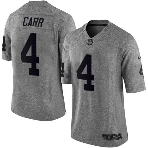 Raiders #4 Derek Carr Gray Men's Stitched Limited Gridiron Gray Jersey