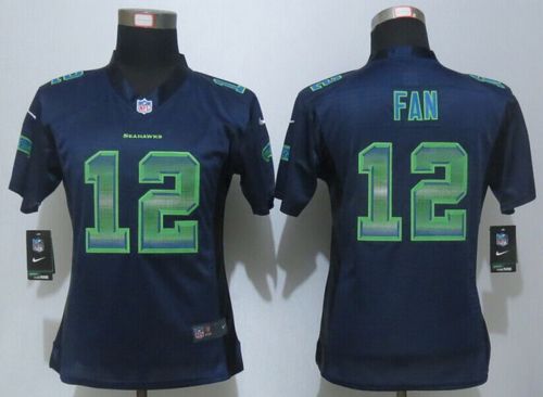 Seahawks #12 Fan Steel Blue Team Color Women's Stitched Elite Strobe Jersey