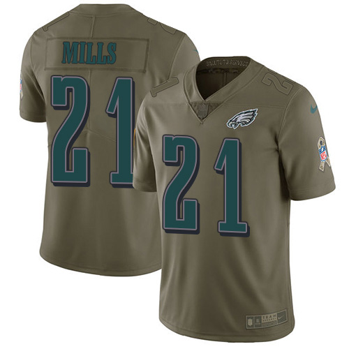 Philadelphia Eagles #21 Jalen Mills Olive Youth Stitched Limited 2017 Salute To Service Jersey Youth