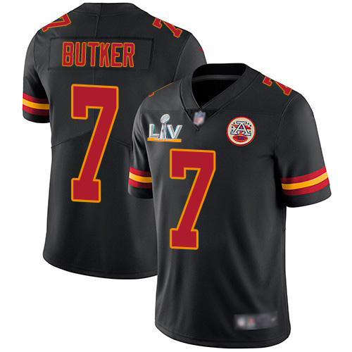 Chiefs #7 Harrison Butker Black Men's Super Bowl LV Bound Stitched Limited Rush Jersey