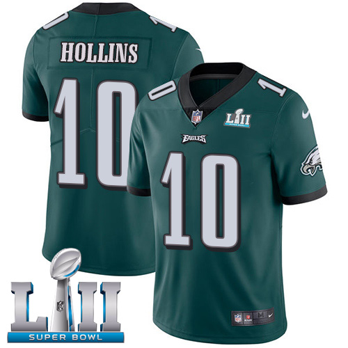 Philadelphia Eagles #10 Mack Hollins Midnight Green Team Color Super Bowl LII Men's Stitched Vapor Untouchable Limited Jersey Men's