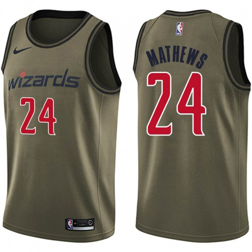 Washington Wizards #24 Garrison Mathews Green Salute to Service Youth Swingman Jersey Youth