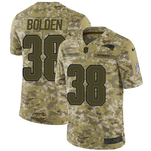 New England Patriots #38 Brandon Bolden Camo Men's Stitched Limited 2018 Salute To Service Jersey Men's