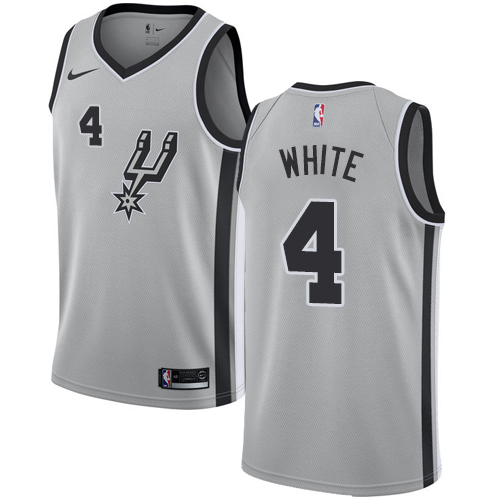 San Antonio Spurs #4 Derrick White Silver Swingman Statement Edition Jersey Mens