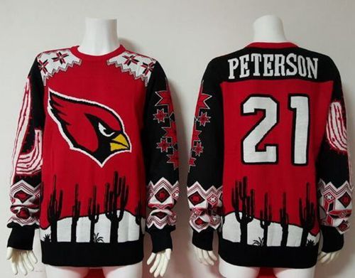 Cardinals #21 Patrick Peterson Red/Black Men's Ugly Sweater