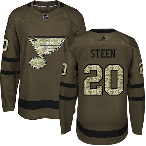 Adidas St. Louis Blues #20 Alexander Steen Green Salute to Service Stitched Youth Jersey Youth