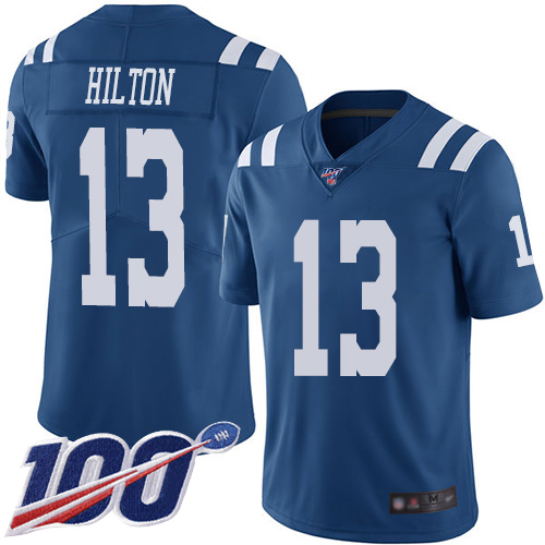 Colts #13 T.Y. Hilton Royal Blue Team Color Men's Stitched 100th Season Vapor Limited Jersey