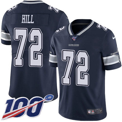 Dallas Cowboys #72 Trysten Hill Navy Blue Team Color Men's Stitched 100th Season Vapor Untouchable Limited Jersey Men's