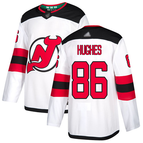 Adidas New Jersey Devils #86 Jack Hughes White Road Authentic Stitched Jersey Men's