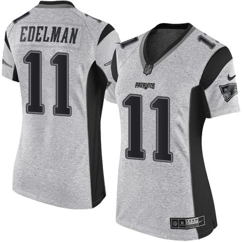 Patriots #11 Julian Edelman Gray Women's Stitched Limited Gridiron Gray II Jersey