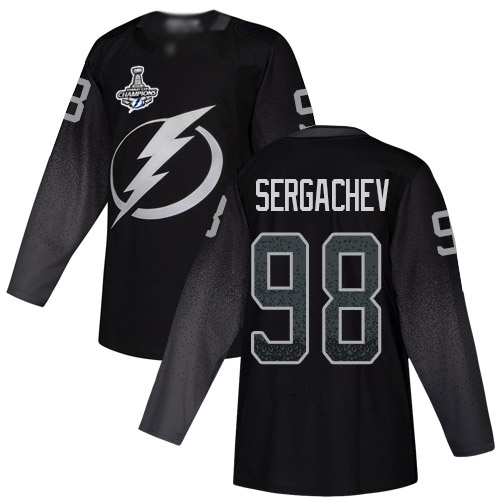 Adidas Tampa Bay Lightning #98 Mikhail Sergachev Black Alternate Authentic Youth 2020 Stanley Cup Champions Stitched Jersey Youth