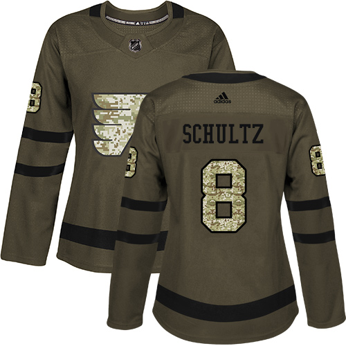 Adidas Philadelphia Flyers #8 Dave Schultz Green Salute to Service Women's Stitched Jersey Womens