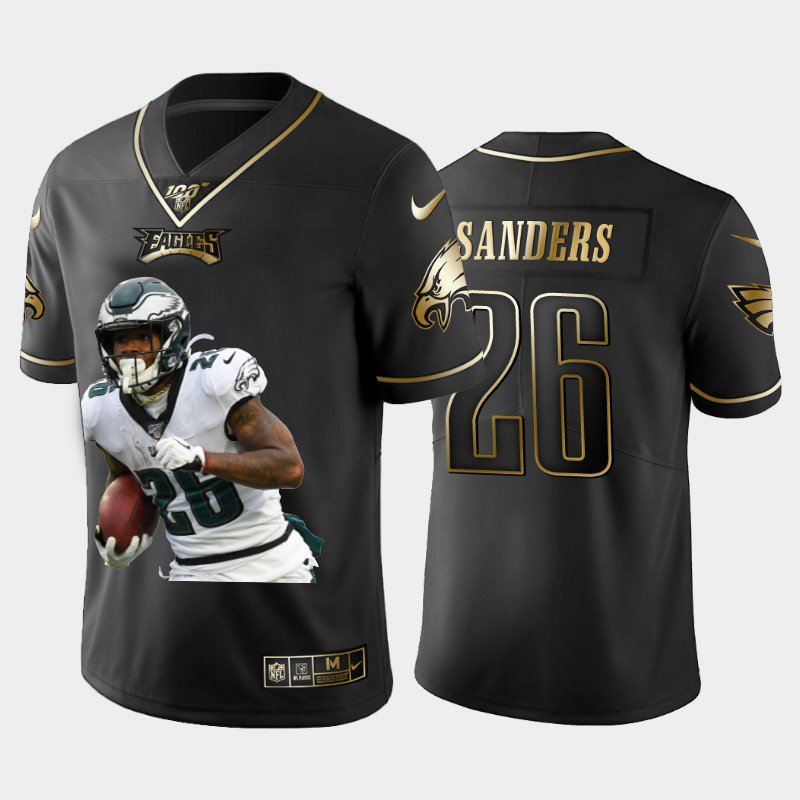 Philadelphia Eagles #26 Miles Sanders Team Hero 1 Vapor Limited 100 Jersey Black Golden