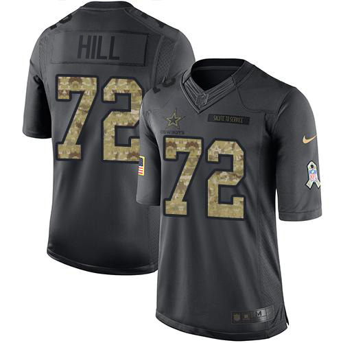 Dallas Cowboys #72 Trysten Hill Black Men's Stitched Limited 2016 Salute to Service Jersey Men's