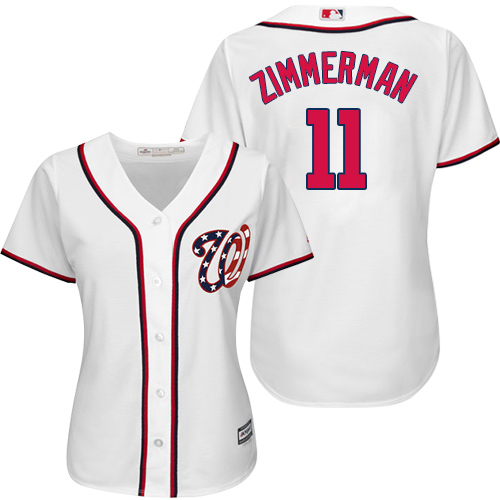 Washington Nationals #11 Ryan Zimmerman White Home Women's Stitched Jersey Womens