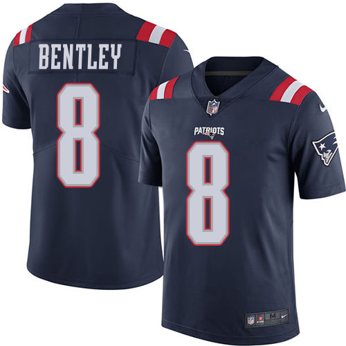 Patriots #8 Ja'Whaun Bentley Navy Blue Men's Stitched Limited Rush Jersey