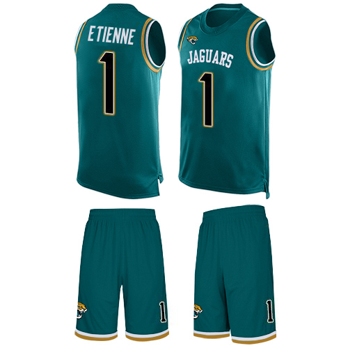 Jaguars #1 Travis Etienne Teal Green Alternate Men's Stitched Limited Tank Top Suit Jersey