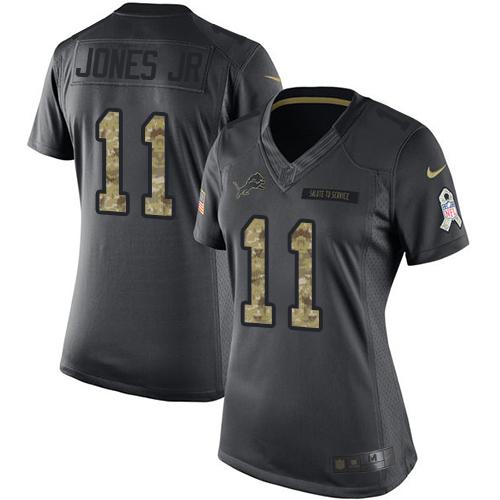 Detroit Lions #11 Marvin Jones Jr Black Women's Stitched Limited 2016 Salute to Service Jersey Womens
