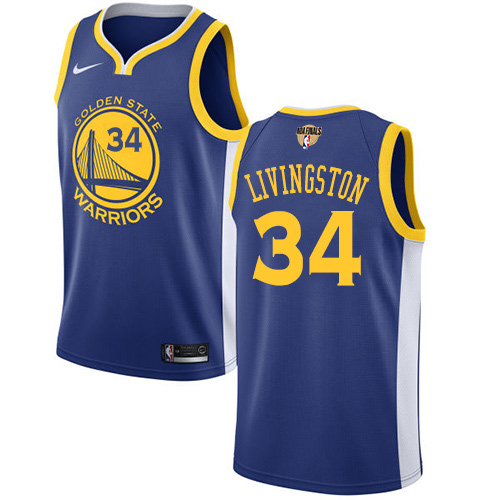 Golden State Warriors #34 Shaun Livingston Blue The Finals Patch Swingman Icon Edition Jersey Mens