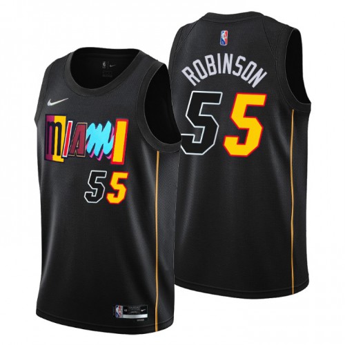 Miami Miami Heat #55 Duncan Robinson Mens Black 2021/22 Swingman Jersey - City Edition Mens