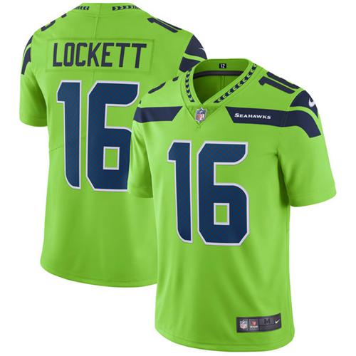 Seahawks #16 Tyler Lockett Green Men's Stitched Limited Rush Jersey