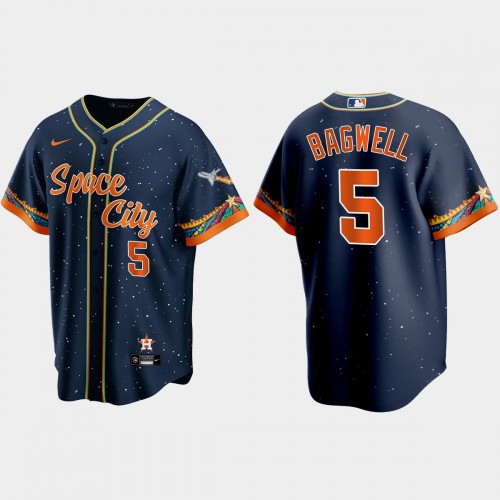 Houston Houston Astros #5 Jeff Bagwell Navy Men's 2021 City Connect Replica Jersey Men's