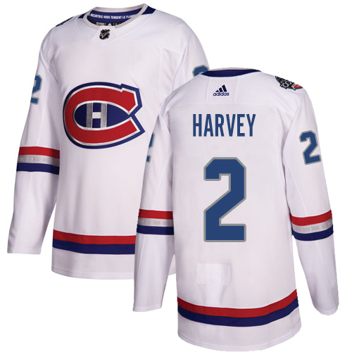 Adidas Montreal Canadiens #2 Doug Harvey White Authentic 2017 100 Classic Stitched Jersey Men's