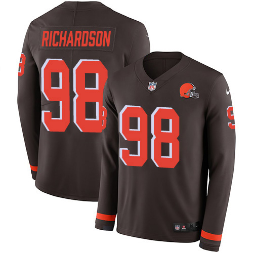 Cleveland Browns #98 Sheldon Richardson Brown Team Color Men's Stitched Limited Therma Long Sleeve Jersey Men's