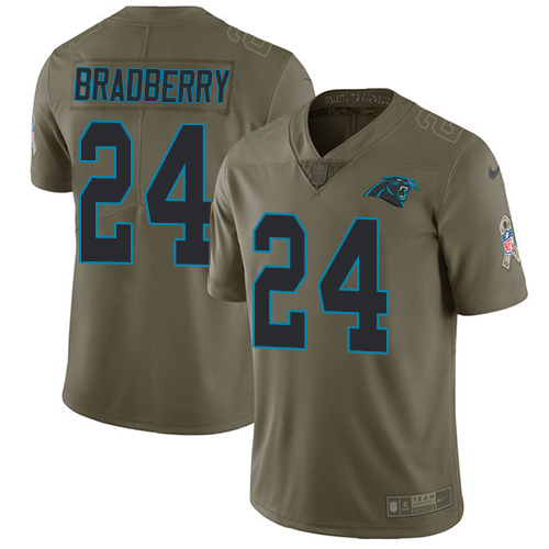 Carolina Panthers #24 James Bradberry Olive Men's Stitched Limited 2017 Salute To Service Jersey Men's
