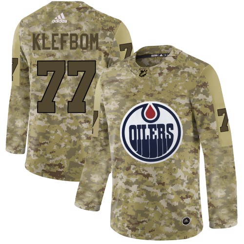 Adidas Edmonton Oilers #77 Oscar Klefbom Camo Authentic Stitched Jersey Men's