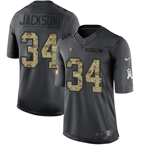 Raiders #34 Bo Jackson Black Youth Stitched Limited 2016 Salute To Service Jersey