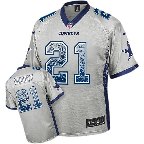 Cowboys #21 Ezekiel Elliott Grey Youth Stitched Elite Drift Fashion Jersey