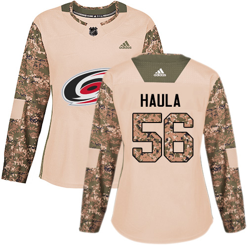 Adidas Carolina Hurricanes #56 Erik Haula Camo Authentic 2017 Veterans Day Women's Stitched Jersey Womens