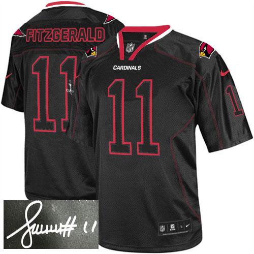 Cardinals #11 Larry Fitzgerald Lights Out Black Men's Stitched Elite Autographed Jersey