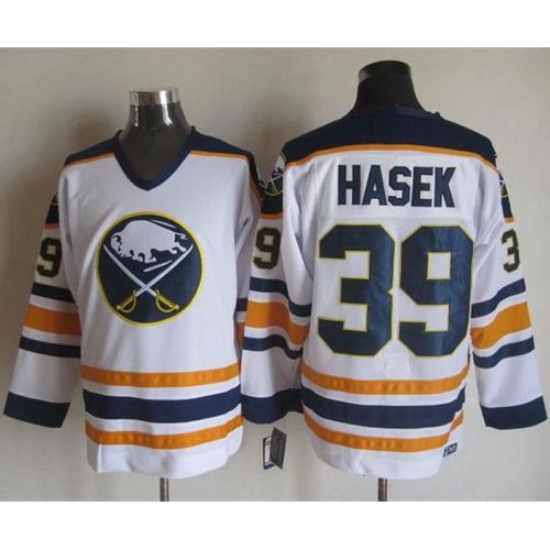 Buffalo Sabres #39 Dominik Hasek White CCM Throwback Stitched Jersey Men's