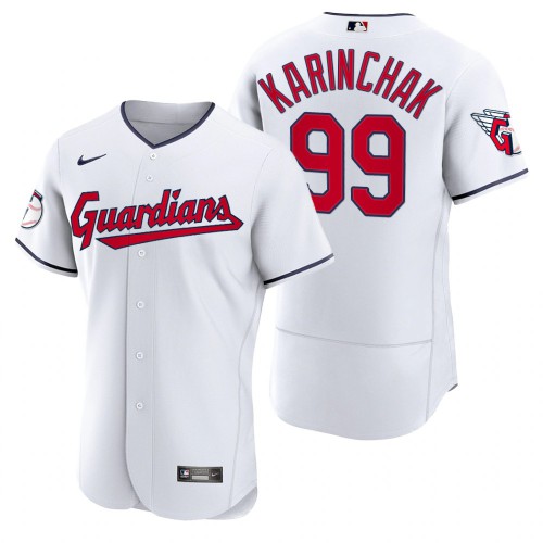 Cleveland Guardians #99 James Karinchak White Men's 2022 Authentic Home Jersey Men's