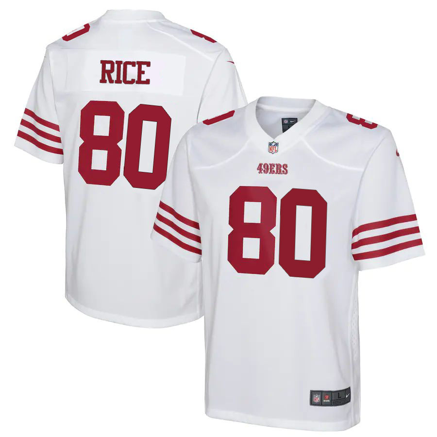 San Francisco 49ers #80 Jerry Rice White Youth 2022-23 Game Jersey